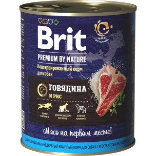 BRIT Premium Говядина и Рис (консервы  для взрослых собак всех пород склонных к полноте) 850 г х 6 шт